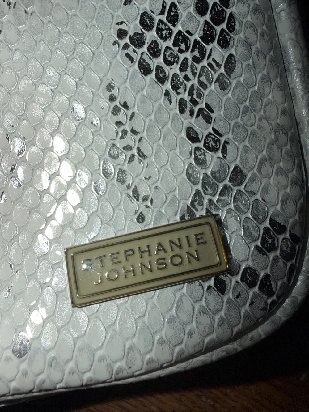 Stephanie Johnson White Snake-Print Cosmetic Travel Case